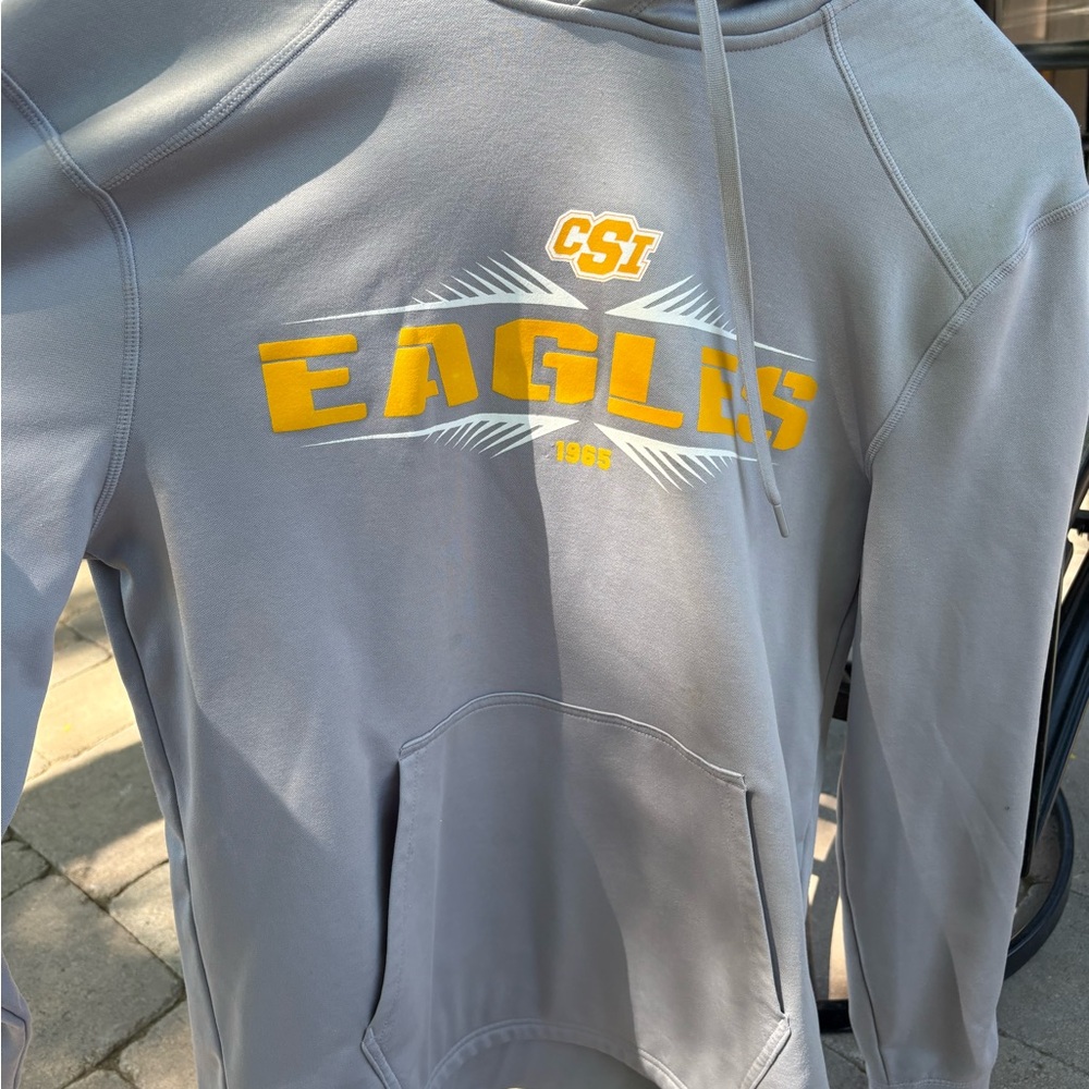 Champion Gray Men's Hoodie with Yellow Accents